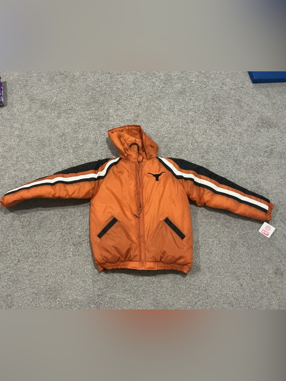 Vintage NWT Mighty Mac Texas Long Horn Pull Puffer Jacket Orange Size Youth XL